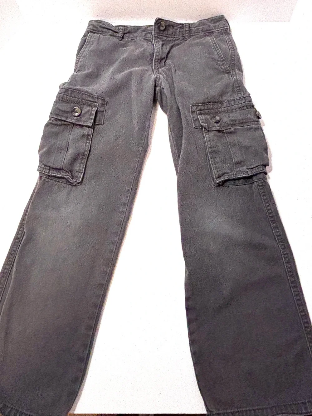 Charcoal Boy’s Cargo Pants with Button Flap Pockets Old Navy Size 8